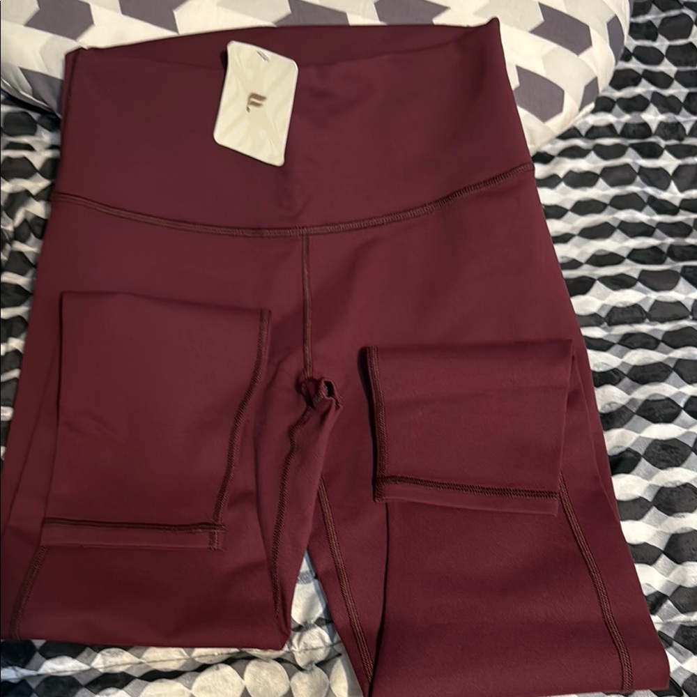 Fabletics Burgundy High-Waisted Leggings